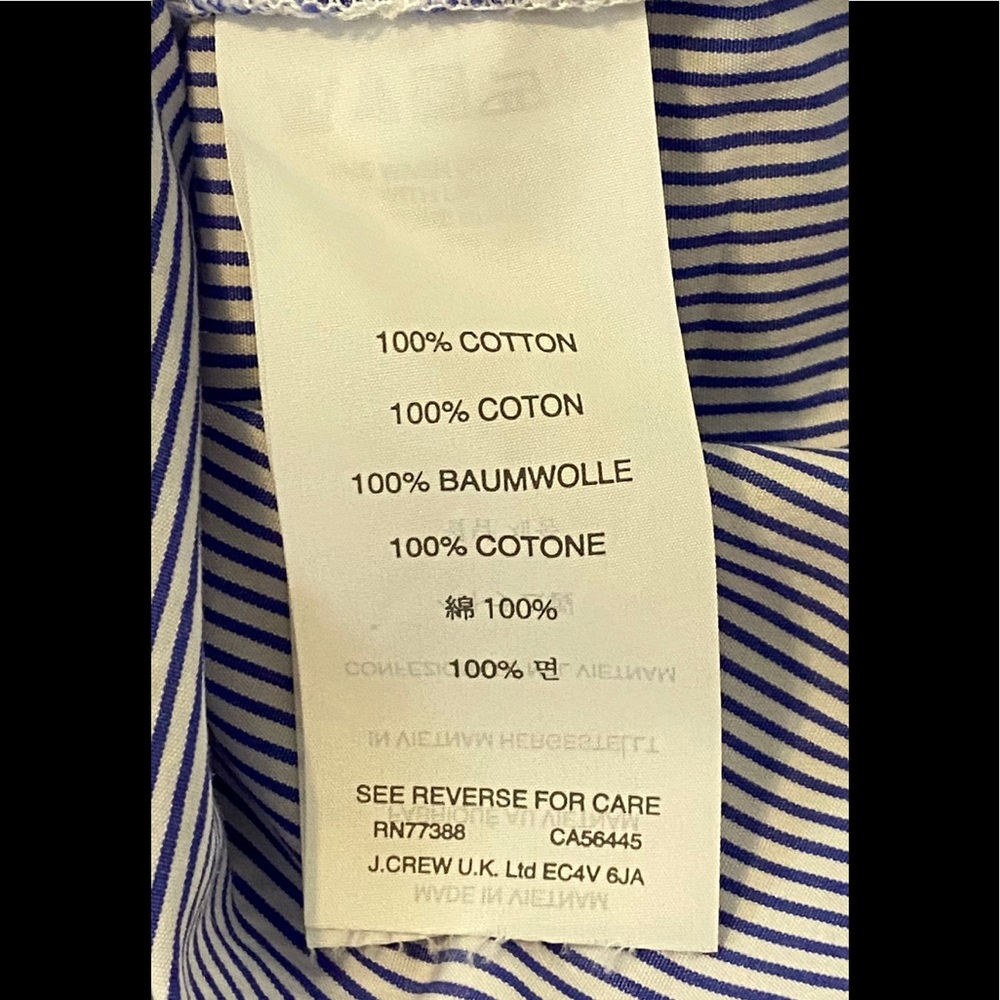 J. Crew Blue White Pinstripe Cap-Sleeve Button Shirt - Picture 12 of 15